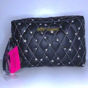 NWT Betsy Johnson Cosmetic Case – Black with White Stars